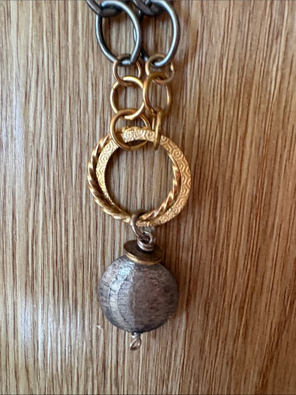 Short Mixed Metal Pendant Necklace